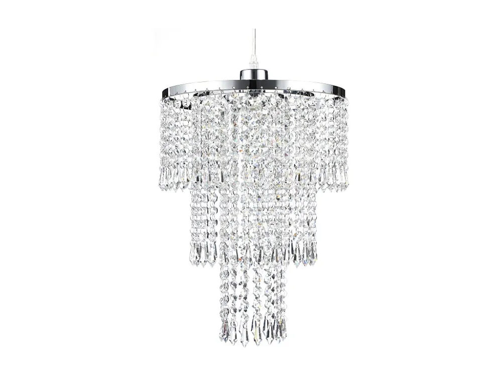 Lustre de Teto Moderno Candeeiro de teto em metálico e vidro com efeito cristal - D. 30 x . 45 cm - ALBERNI