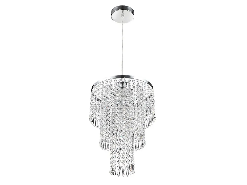 Lustre de Teto Moderno Candeeiro de teto em metálico e vidro com efeito cristal - D. 30 x . 45 cm - ALBERNI