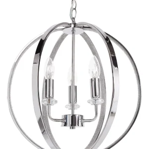 Lustre de Teto Moderno Lustre para 3 lâmpadas em metálico prateado TENOIRO