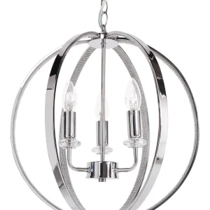 Lustre de Teto Moderno Lustre para 3 lâmpadas em metálico prateado TENOIRO