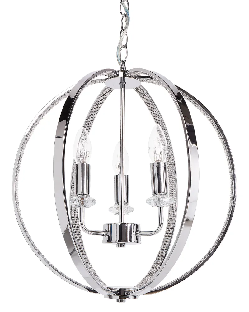 Lustre de Teto Moderno Lustre para 3 lâmpadas em metálico prateado TENOIRO