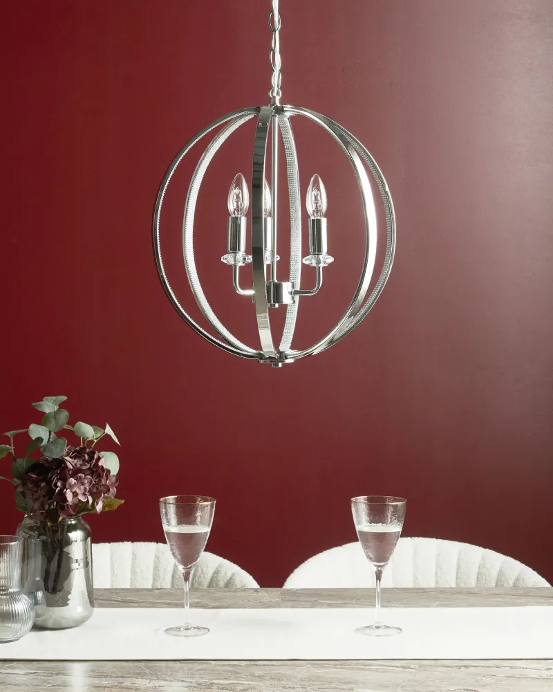 Lustre de Teto Moderno Lustre para 3 lâmpadas em metálico prateado TENOIRO