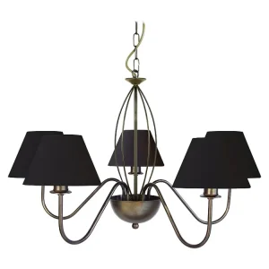 Lustre TOSEL EPOCA tecido braço preto D80 x H90 cm para Teto de Gesso Acartonado