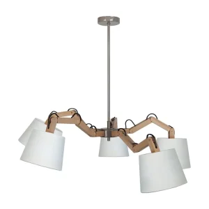 Lustre TOSEL FREKI tecido braço creme D90 x H70 cm com Difusor Opalino