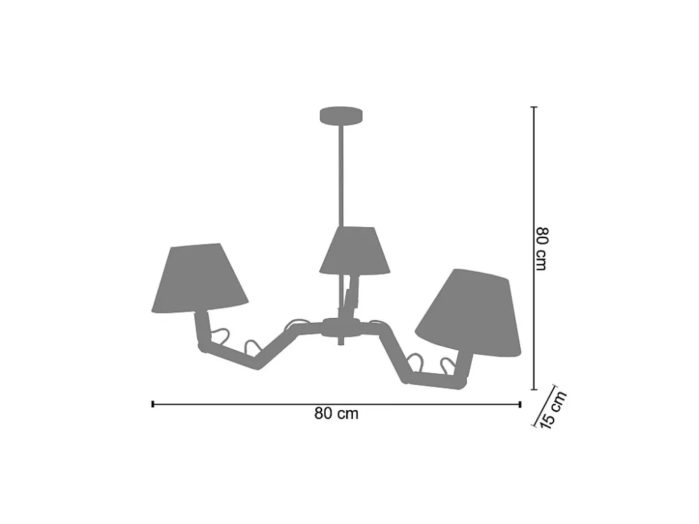 Lustre TOSEL GERI tecido braço Império D80 x H80 cm Fácil Limpeza