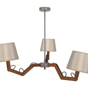 Lustre TOSEL GERI tecido braço tambor D80 x H80 cm com 6 Lâmpadas