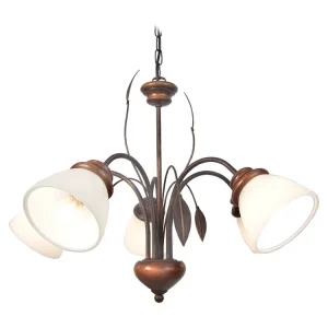 Lustre TOSEL LORENA vidro braço opala D67 x H50 cm com Estrutura em Alumínio