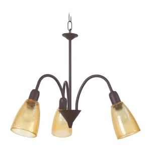Lustre TOSEL LUSTRALIA vidro braço âmbar D56 x H80 cm | Garantia de 2 Anos