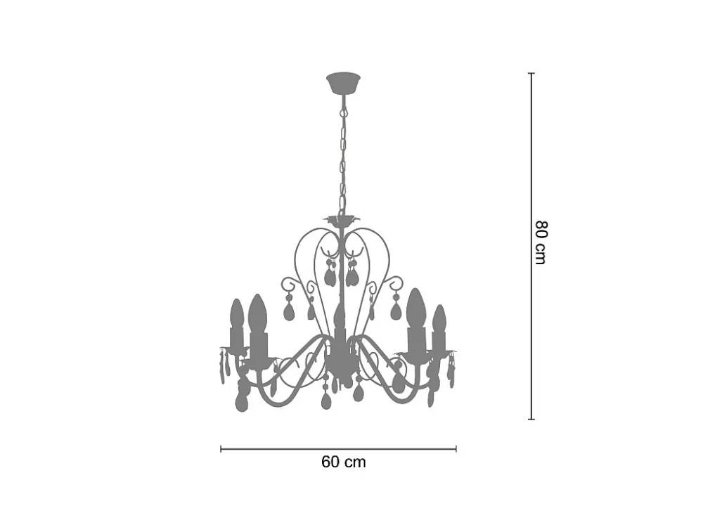 Lustre TOSEL PAMPILLES C lâmpada decorativa braço transparente D60 x H80 cm com Difusor Opalino