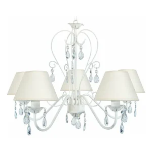Lustre TOSEL PAMPILLES tecido braço marfim D60 x H90 cm com Estrutura em Alumínio