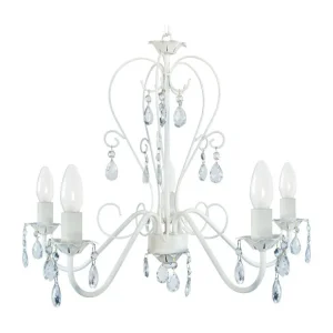 Lustre TOSEL PAMPILLES vidro braço marfim D55 x H90 cm com Tripla Iluminação