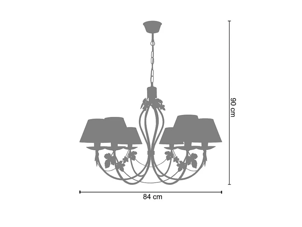 Lustre TOSEL PUY tecido braço cinza D84 x H90 cm para Teto de Gesso Acartonado