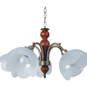 Lustre TOSEL VAL D'ISÈRE vidro braço cetim D54 x H83 cm com Tripla Iluminação