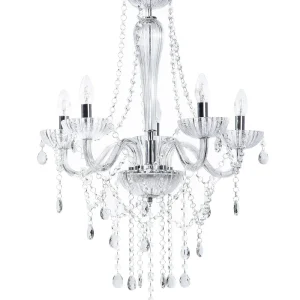 Lustre em vidro transparente e metálico cromado LOCONE com Controle Remoto