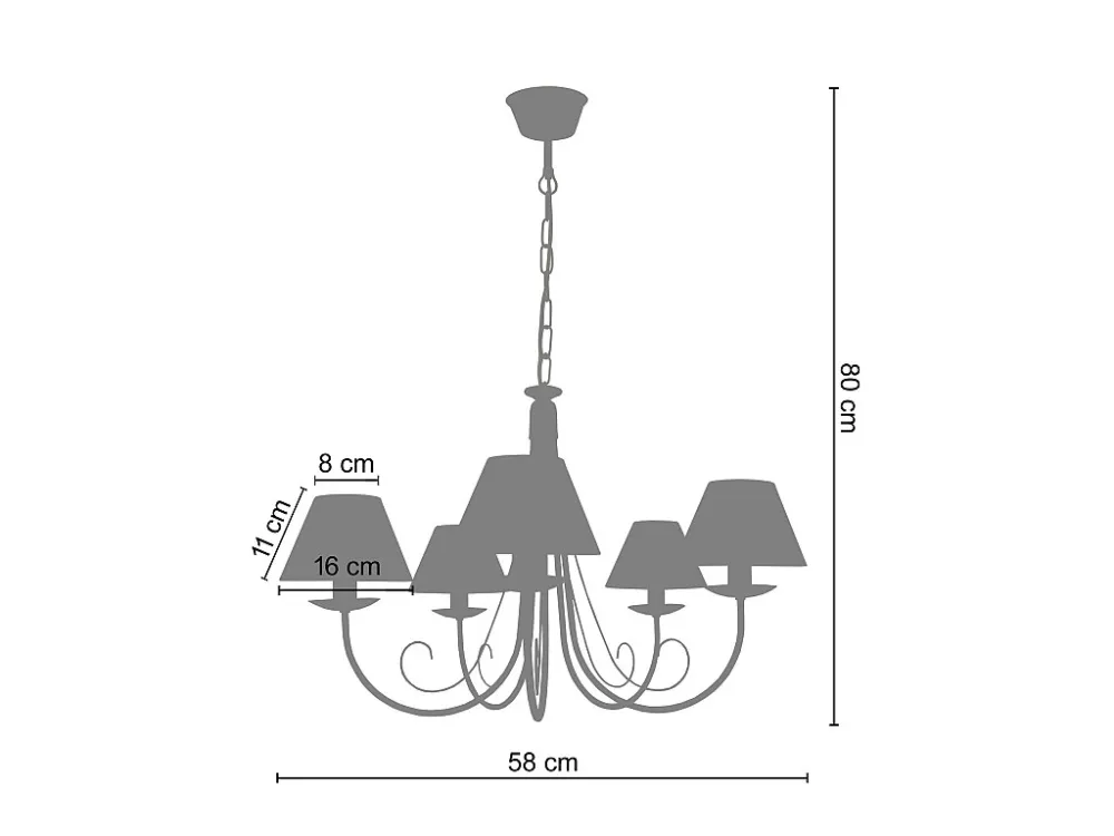 Plafon de LED Lustre TOSEL CÔTE D'IVOIRE tecido braço marfim D58 x H80 cm