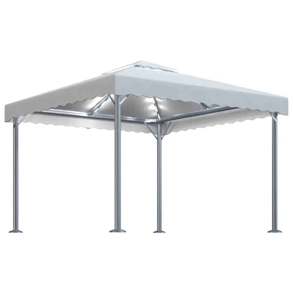 Alta Luminosidade Gazebo com cordões de luzes LED 300x300 cm alumínio cor creme