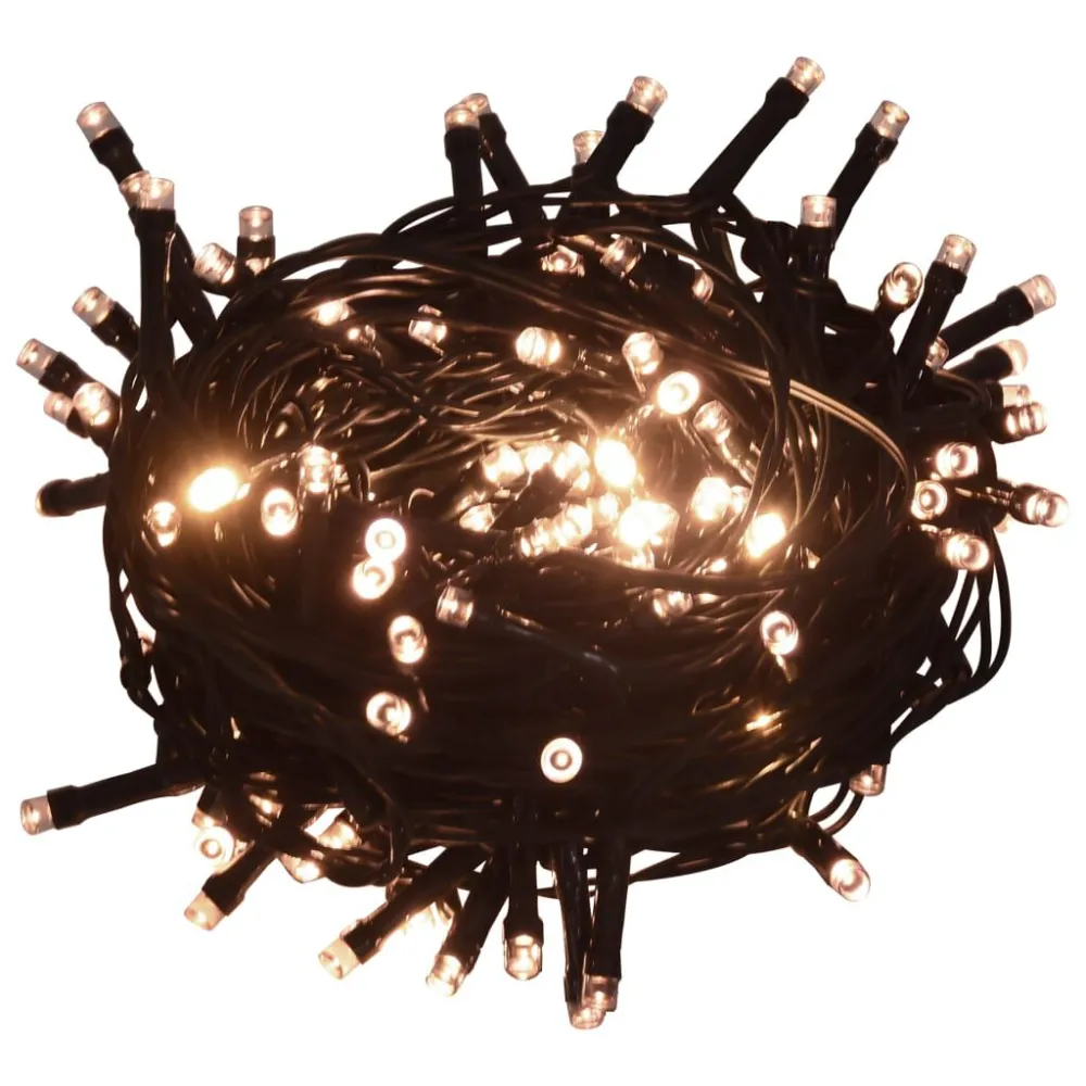 Cordão de luzes 1000 LED 100 m 8 efeitos iluminação IP44 branco aquecido para Jardim e Pátio