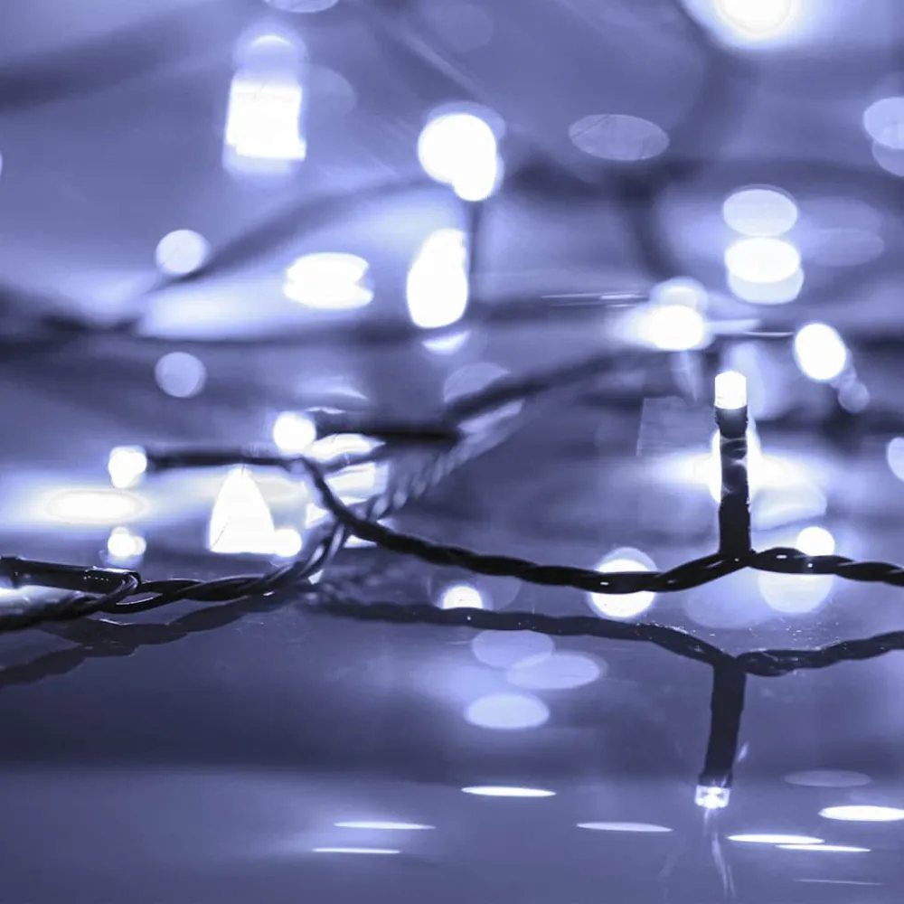 Cordão de luzes com 150 luzes LED 15 m PVC branco gélido