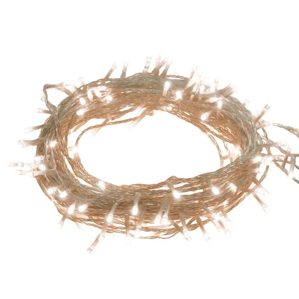 Cordão de luzes com 150 luzes LED 15 m PVC branco abrasador