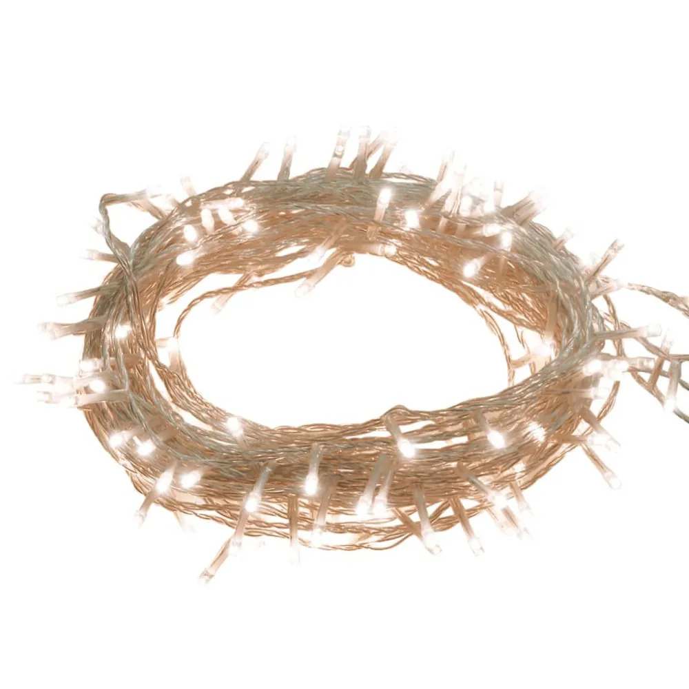 Cordão de luzes com 150 luzes LED 15 m PVC branco abrasador