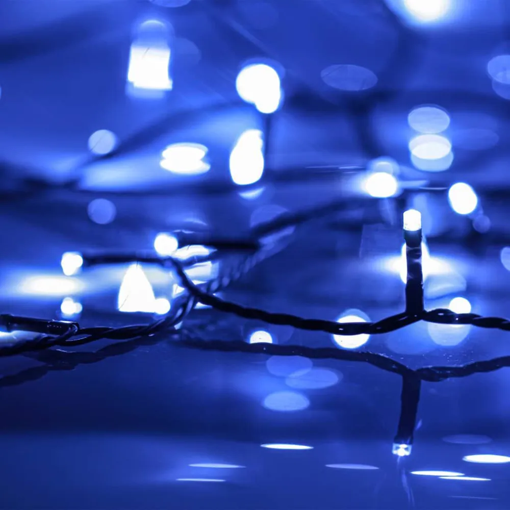Cordão de luzes com 2000 luzes LED 200 m PVC azul com Sensor de Movimento