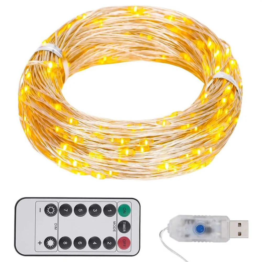 Cordão de luzes com 300 LED 30 m branco ardente