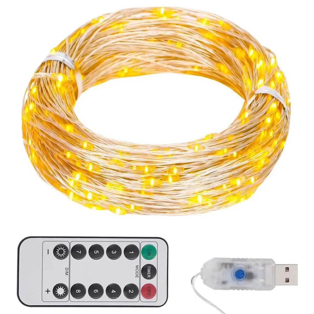 Cordão de luzes com 300 LED 30 m branco ardente