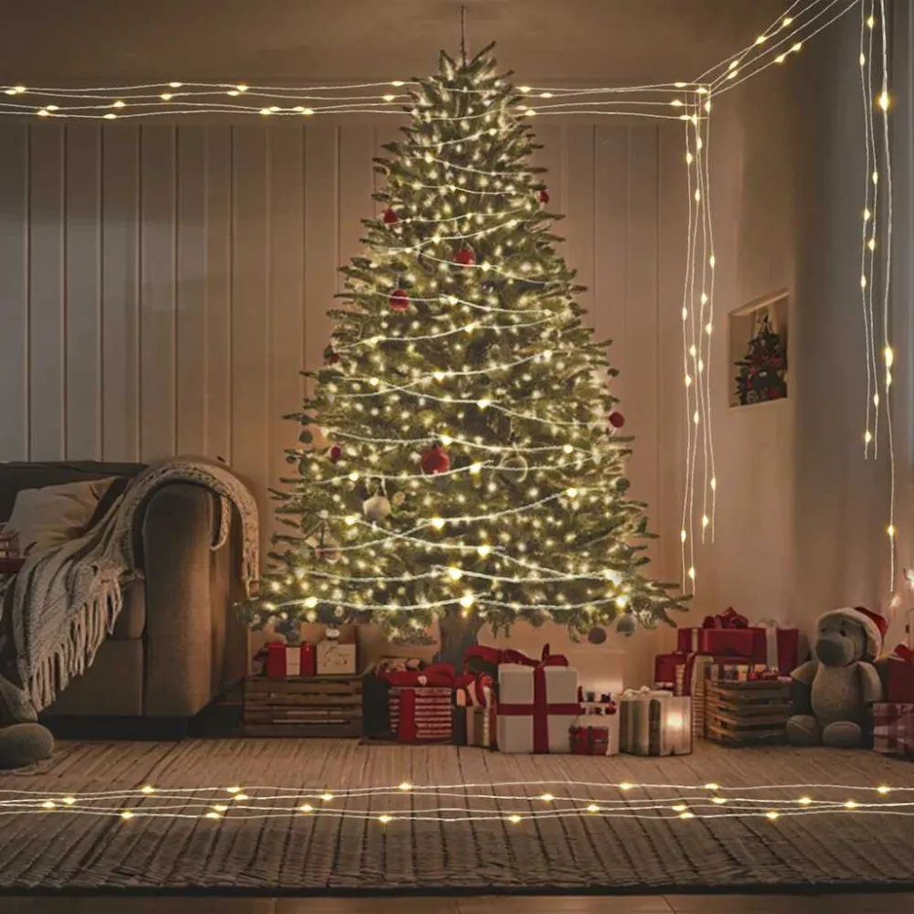 Cordão de luzes com 300 LED 30 m branco ardente
