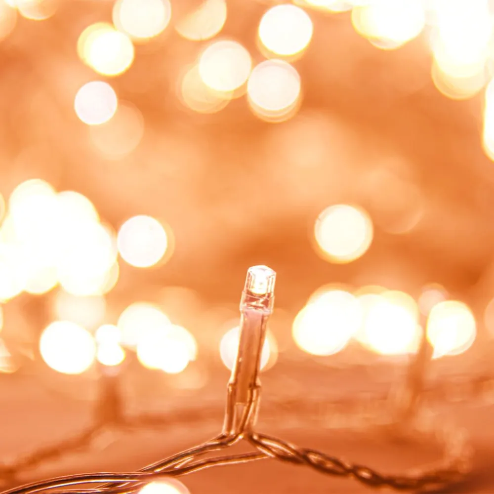 Cordão de luzes com 600 luzes LED 60 m PVC branco aquecido | Autônomo | Recarregável