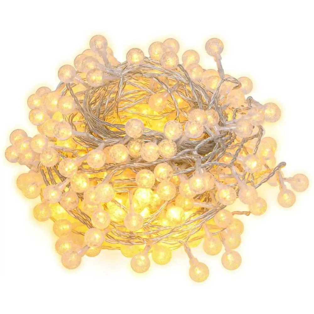Cordão de luzes em globo 40 m 400 LED 8 funções branco aconchegante