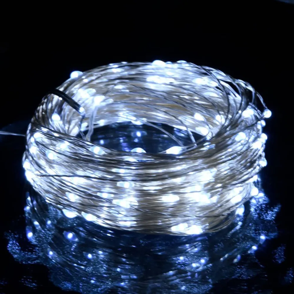 Cordão de micro luzes 40 m 400 LED 8 funções branco helado Alumínio Fundido