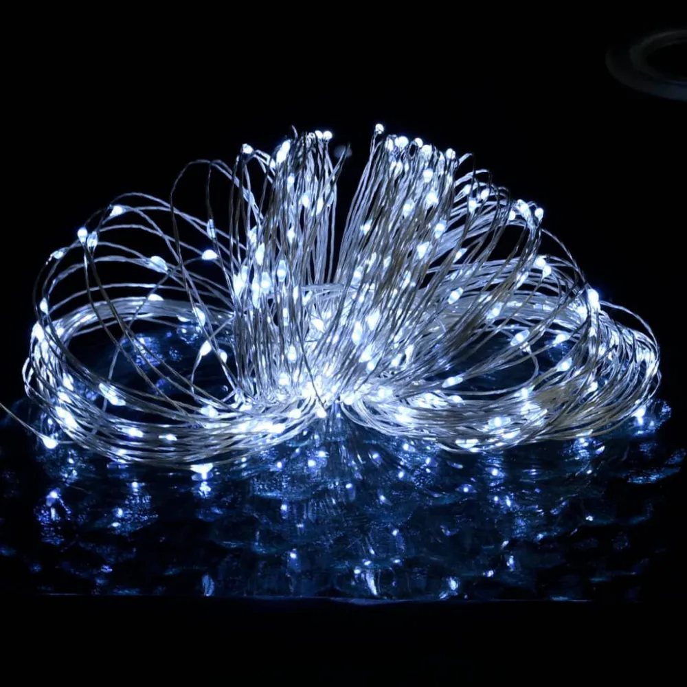 Cordão de micro luzes 40 m 400 LED 8 funções branco helado Alumínio Fundido