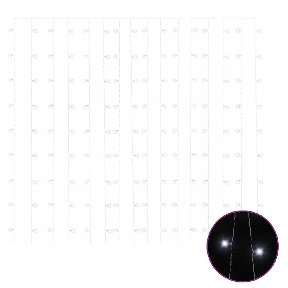 Cortina iluminação 300 luzes LED 3x3 m 8 funções branco fresco