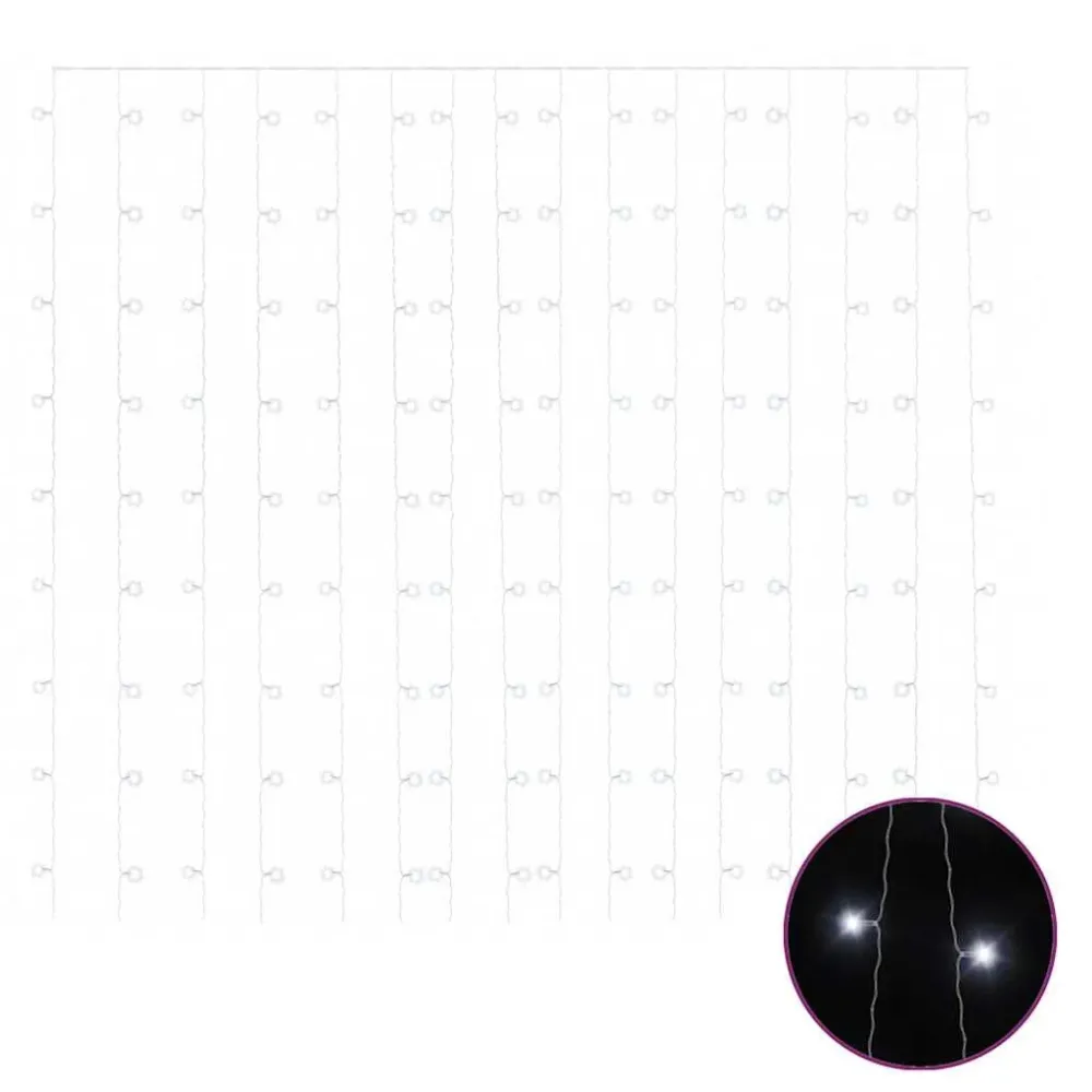 Cortina iluminação 300 luzes LED 3x3 m 8 funções branco fresco