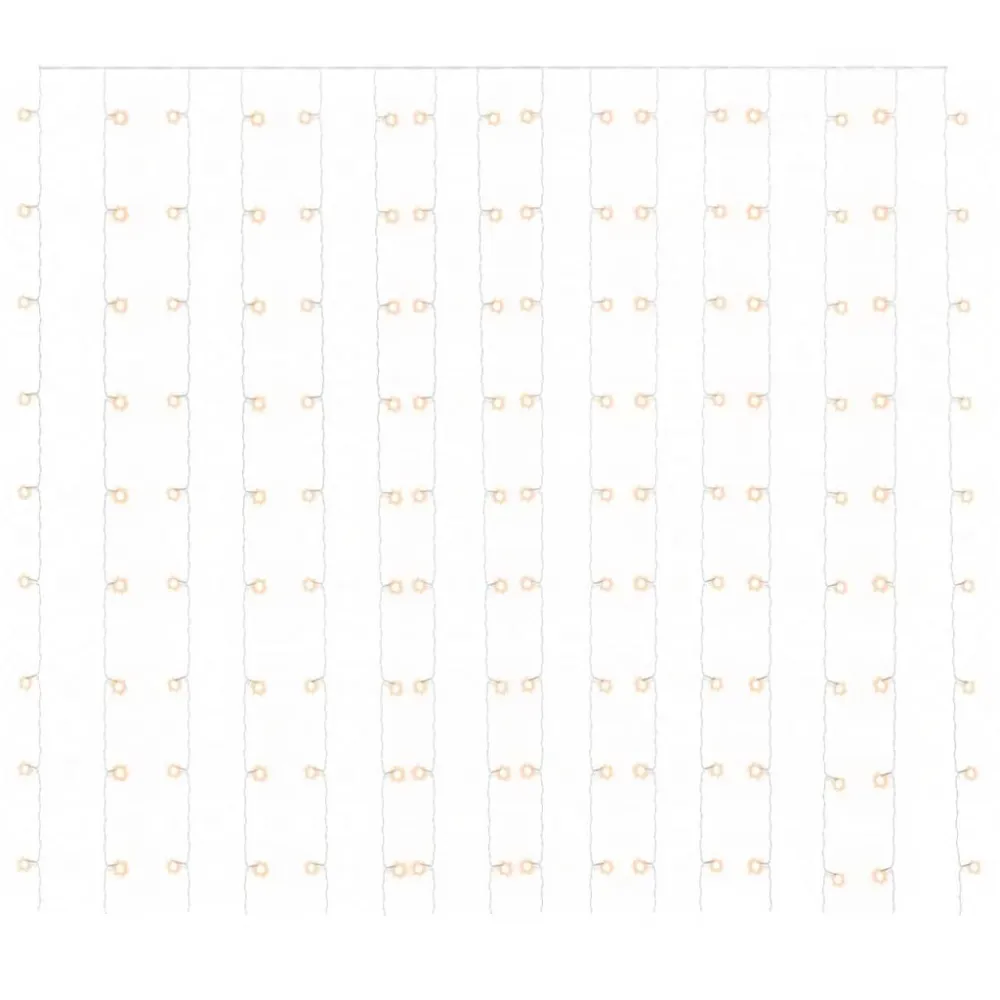 Cortina iluminação 300 luzes LED 3x3 m 8 funções branco aquecido