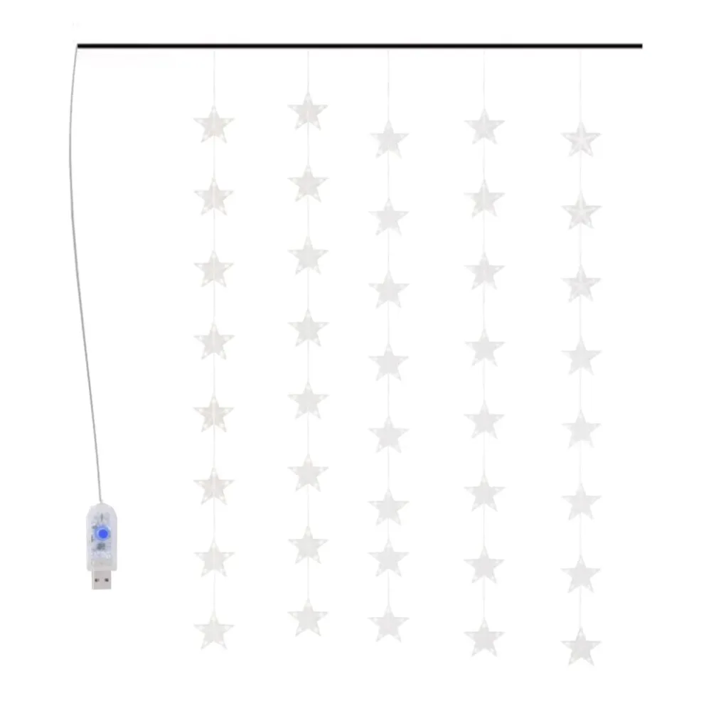 Cortina iluminação com estrelas 200 LEDs 8 funções colorido (À Prova de Intempéries)