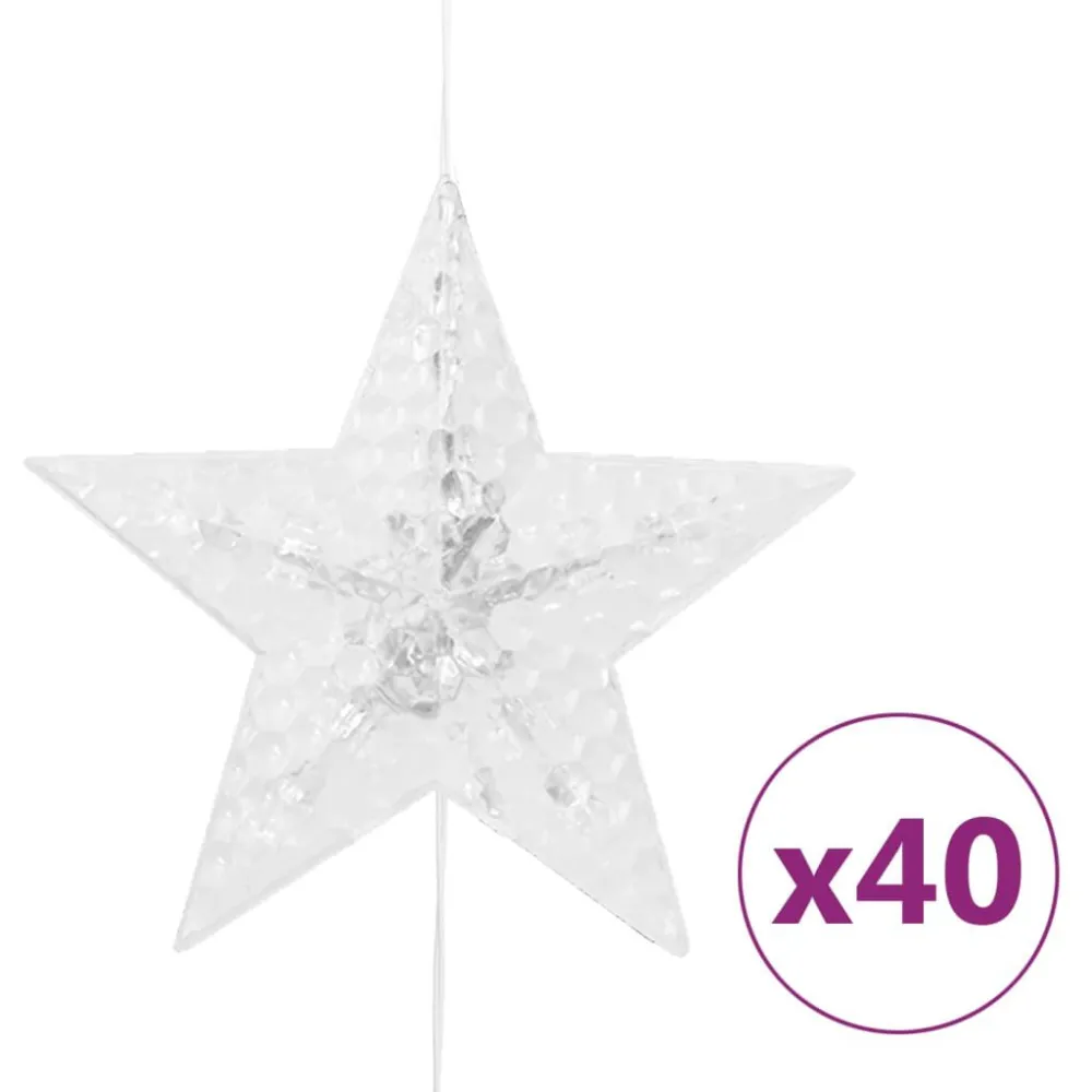 Cortina iluminação com estrelas 200 LEDs 8 funções branco abrasador