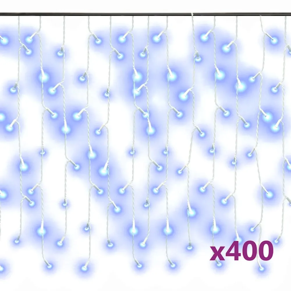 Cortina luzes pingente gelo 10 m 400 LED 8 funções azul Instalação sem Fio
