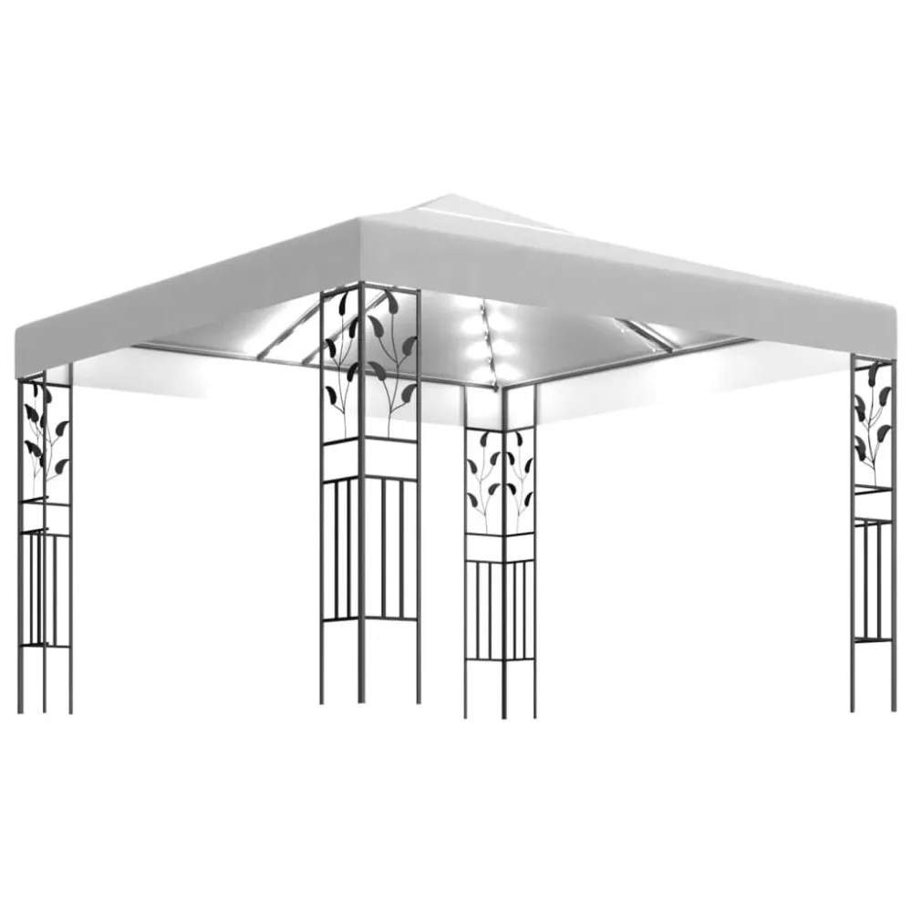 Gazebo com cordões de luzes LED 3x3 m branco Kit com 2 Unidades