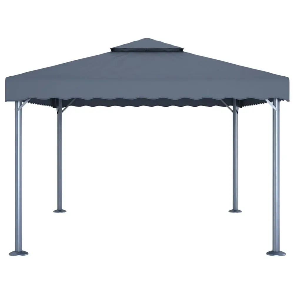 Gazebo com cordões de luzes LED 400x300 cm alumínio antracite para Fachada
