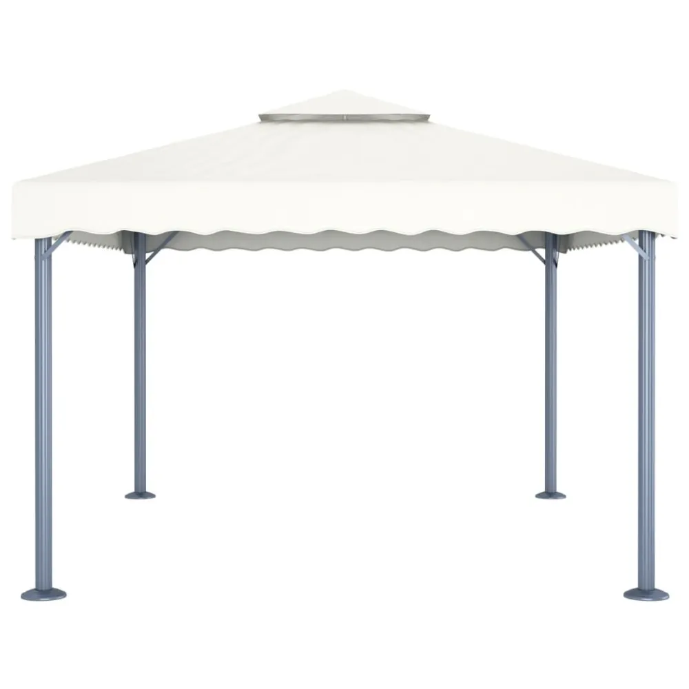 Gazebo com cordões de luzes LED 400x300 cm alumínio cor creme com Sensor de Movimento