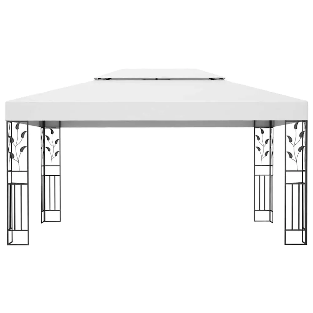 Gazebo com toldo duplo e cordões de luzes LED 3x4 m branco Cor Branca Fria 6000K