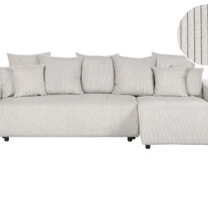 Left Hand Enorme Cord Corner Sofa Bed Storage Light Beige LUSPA