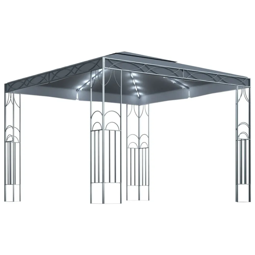 Lâmpada com Sensor Gazebo com cordões de luzes LED 300x300 cm antracite