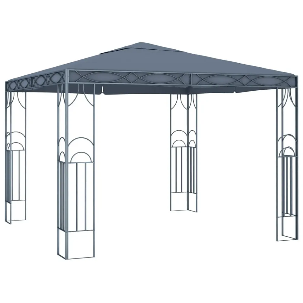 Lâmpada com Sensor Gazebo com cordões de luzes LED 300x300 cm antracite