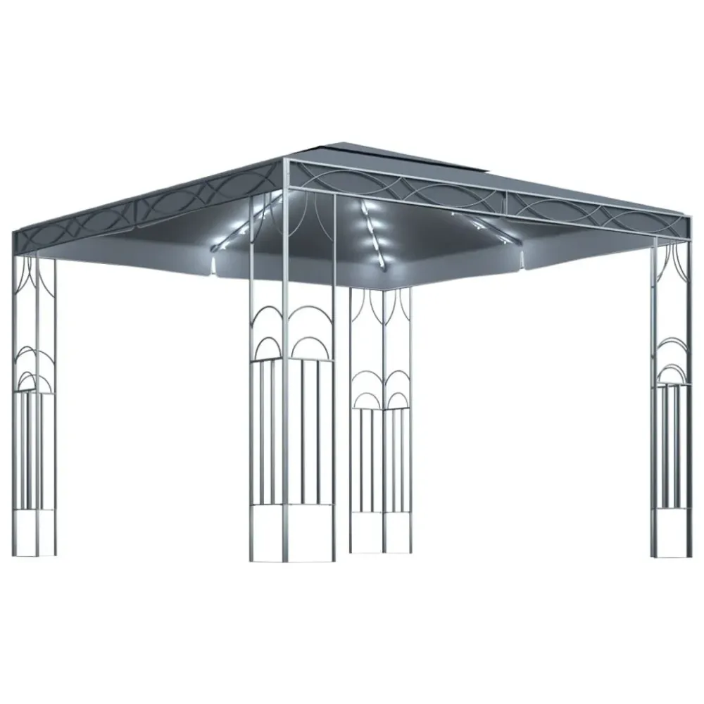 Lâmpada com Sensor Gazebo com cordões de luzes LED 300x300 cm antracite