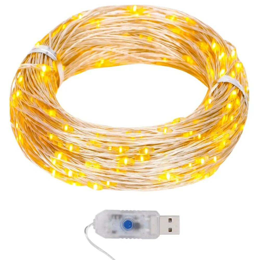 Poste de Jardim Cordão de micro luzes 40 m 400 LEDs 8 funções branco abrasador