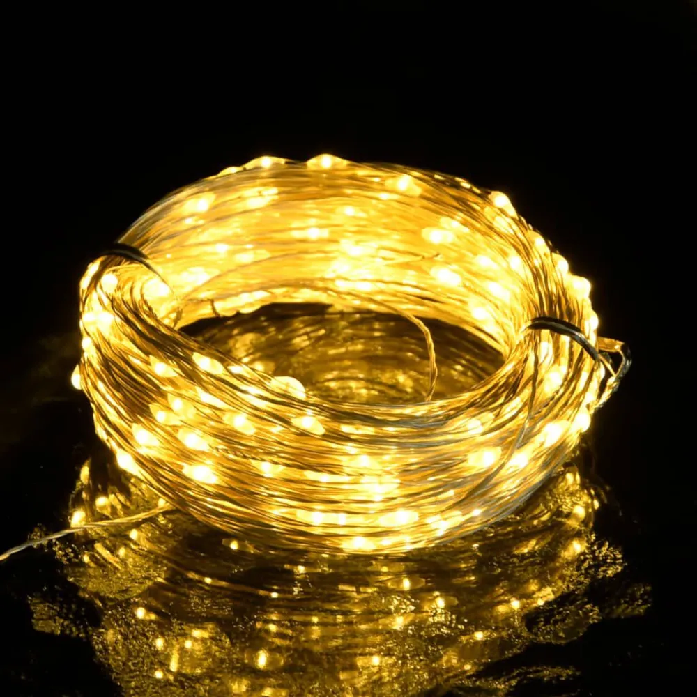 Poste de Jardim Cordão de micro luzes 40 m 400 LEDs 8 funções branco abrasador