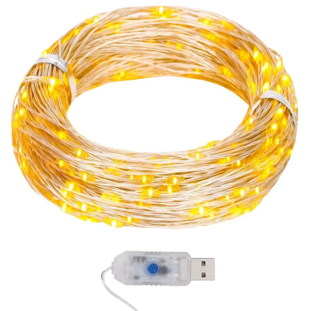 Poste de Jardim Cordão de micro luzes 40 m 400 LEDs 8 funções branco abrasador