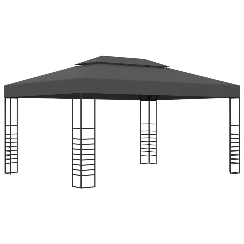 Projetor de Jardim Gazebo com cordões de luzes LED 3x4 m antracite